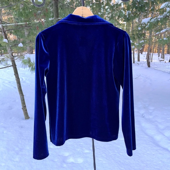 90s Pale Blue Velvet Button-Up Blouse Women’s Size M NWT - Picture 15 of 16